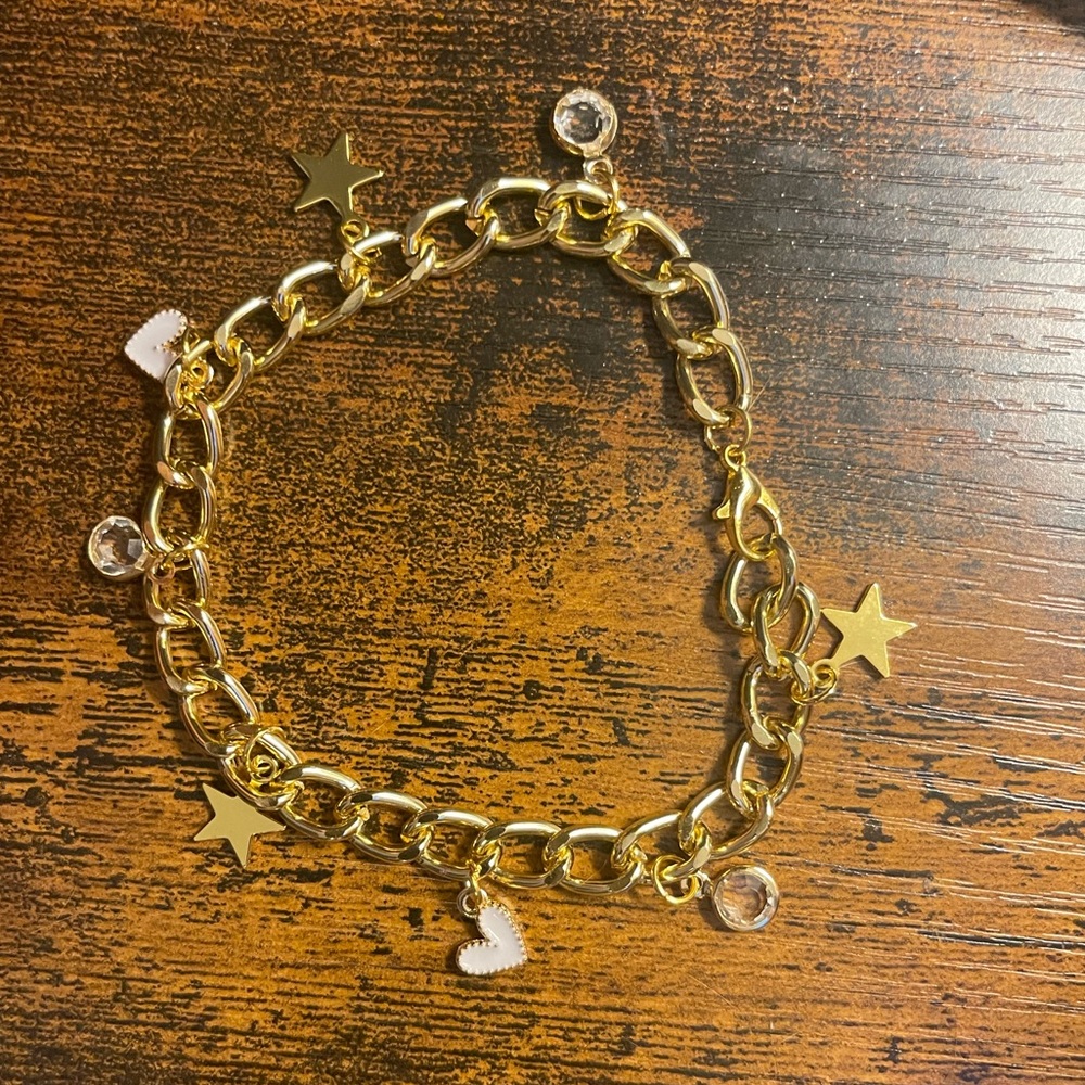 Gold Star Charm Bracelet Handmade